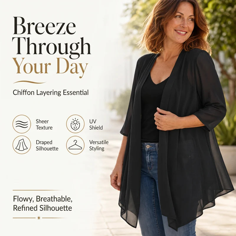 Women’s Lightweight Open-Front Chiffon Cardigan