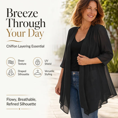 Women’s Lightweight Open-Front Chiffon Cardigan
