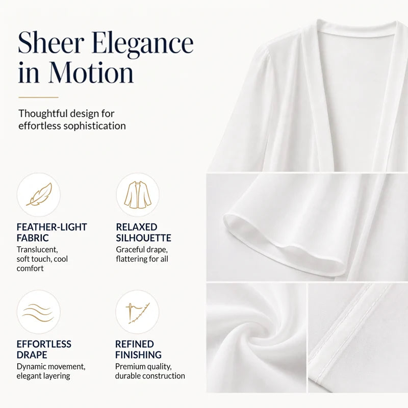 Women’s Lightweight Open-Front Chiffon Cardigan