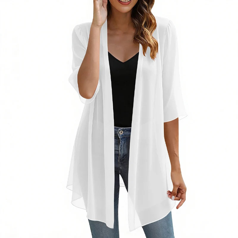 Women’s Lightweight Open-Front Chiffon Cardigan