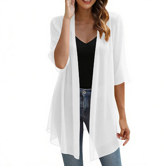 Women’s Lightweight Open-Front Chiffon Cardigan