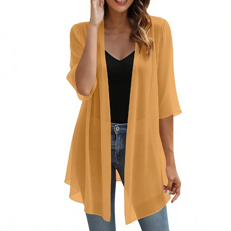 Women’s Lightweight Open-Front Chiffon Cardigan