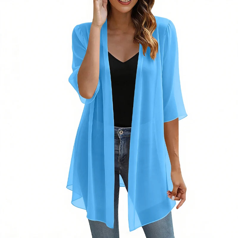 Women’s Lightweight Open-Front Chiffon Cardigan
