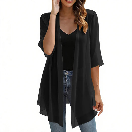 Women’s Lightweight Open-Front Chiffon Cardigan