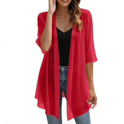 Women’s Lightweight Open-Front Chiffon Cardigan