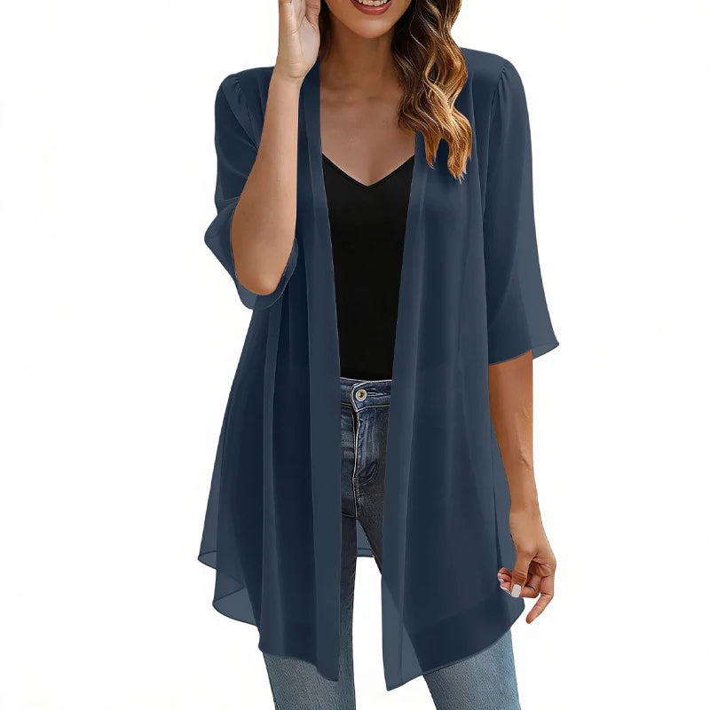 Women’s Lightweight Open-Front Chiffon Cardigan
