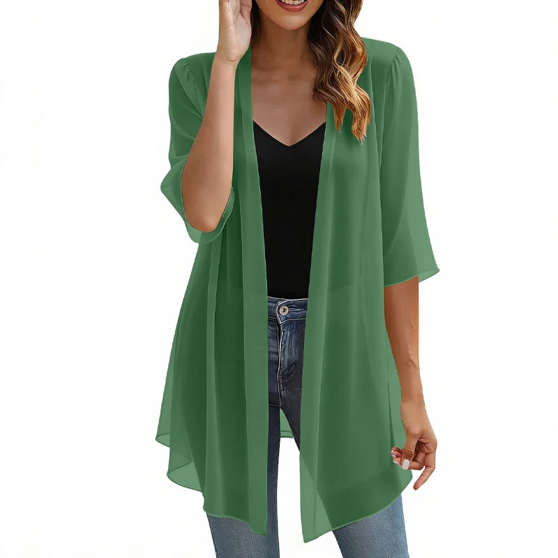 Women’s Lightweight Open-Front Chiffon Cardigan