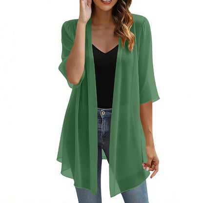 Women’s Lightweight Open-Front Chiffon Cardigan