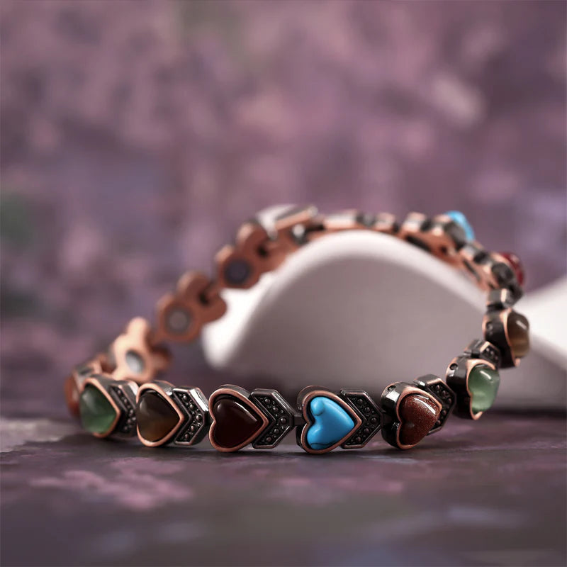 Antique Copper-Finish Magnetic Stone Bracelet