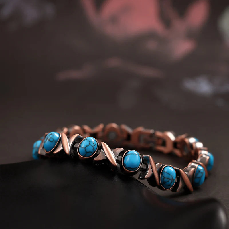 Antique Copper-Finish Magnetic Stone Bracelet