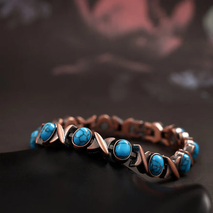 Antique Copper-Finish Magnetic Stone Bracelet