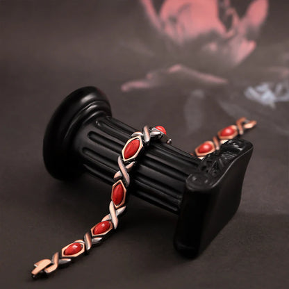 Antique Copper-Finish Magnetic Stone Bracelet