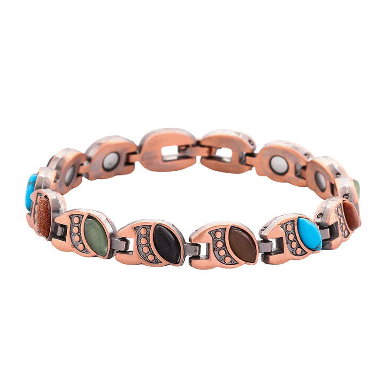 Antique Copper-Finish Magnetic Stone Bracelet