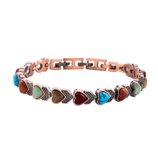 Antique Copper-Finish Magnetic Stone Bracelet