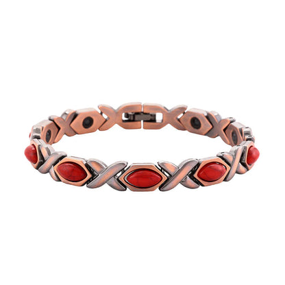 Antique Copper-Finish Magnetic Stone Bracelet