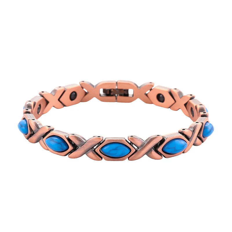 Antique Copper-Finish Magnetic Stone Bracelet