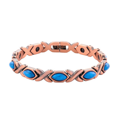 Antique Copper-Finish Magnetic Stone Bracelet