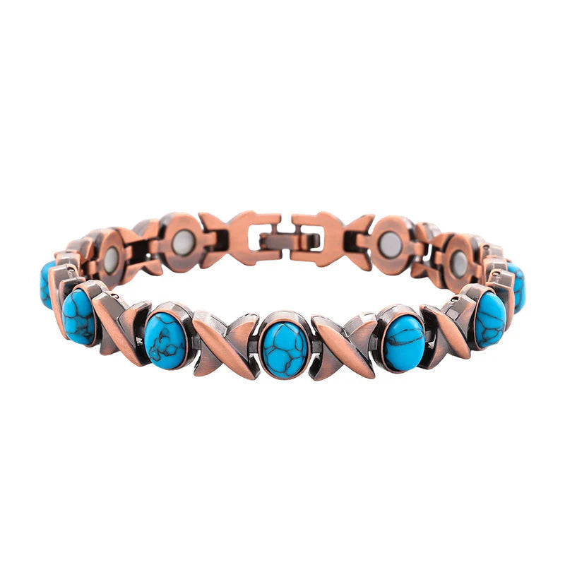 Antique Copper-Finish Magnetic Stone Bracelet