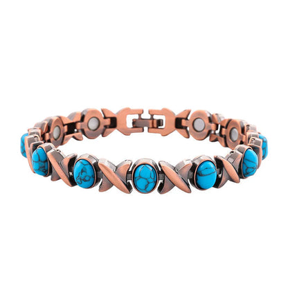 Antique Copper-Finish Magnetic Stone Bracelet