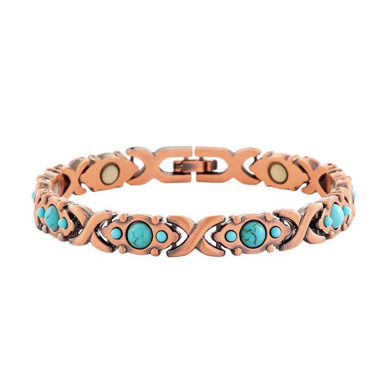 Antique Copper-Finish Magnetic Stone Bracelet
