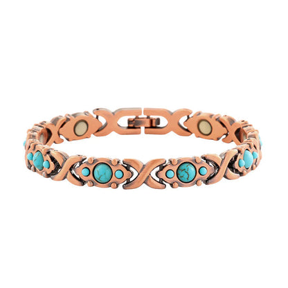 Antique Copper-Finish Magnetic Stone Bracelet