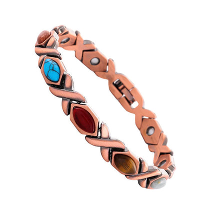 Antique Copper-Finish Magnetic Stone Bracelet