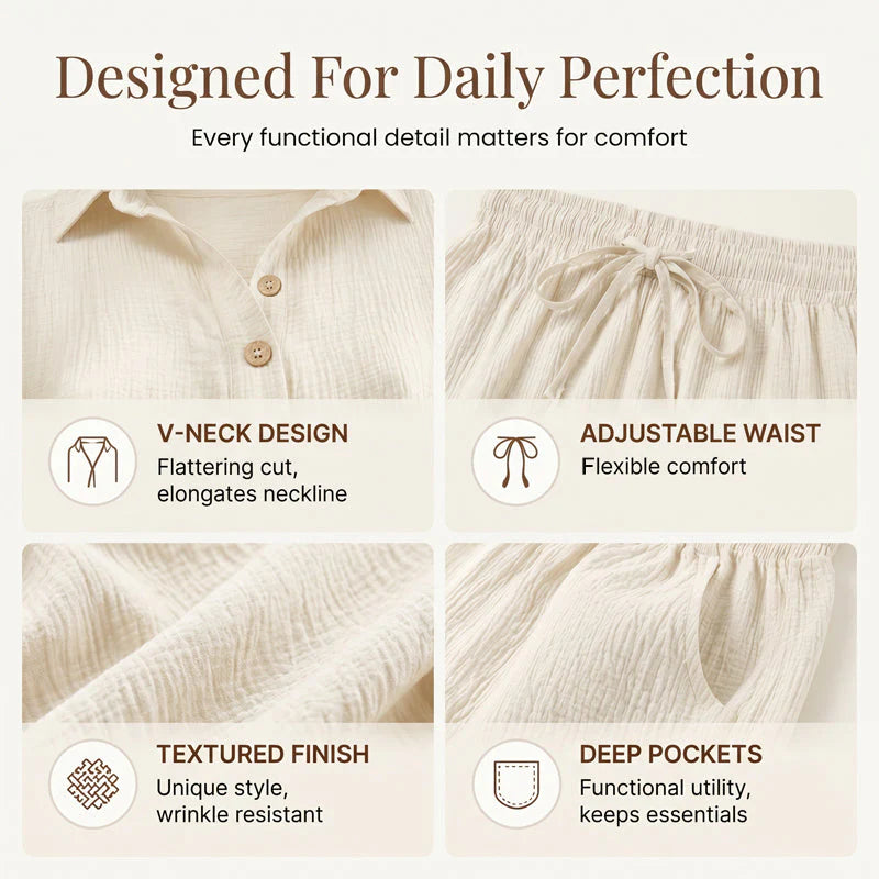 Women’s Textured Shirt and Shorts Set