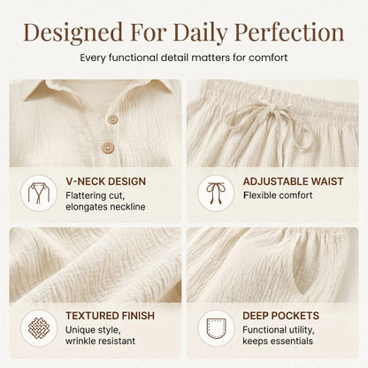 Women’s Textured Shirt and Shorts Set