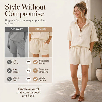 Women’s Textured Shirt and Shorts Set