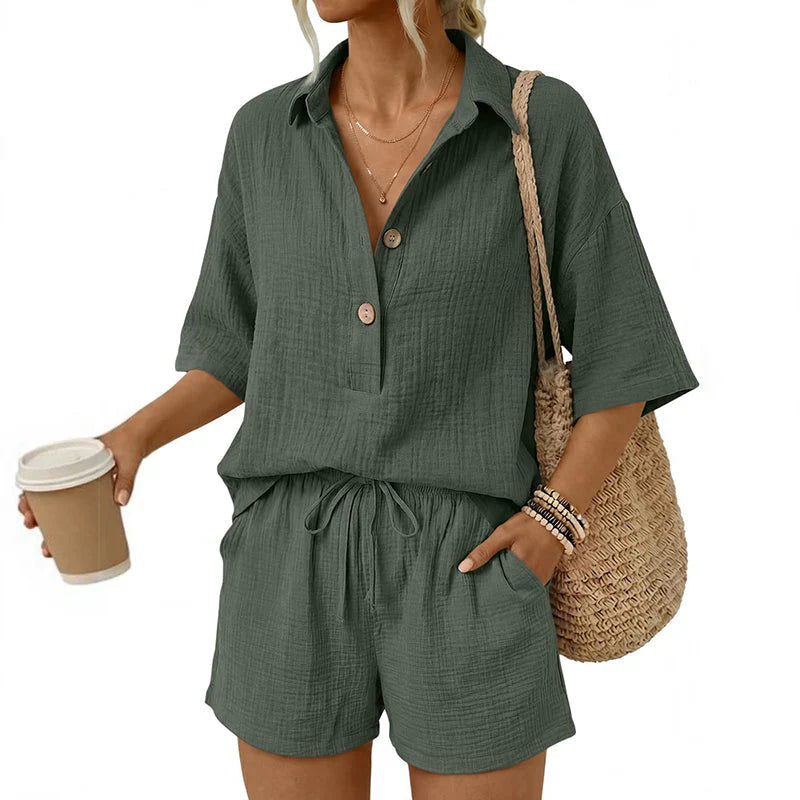 Women’s Textured Shirt and Shorts Set