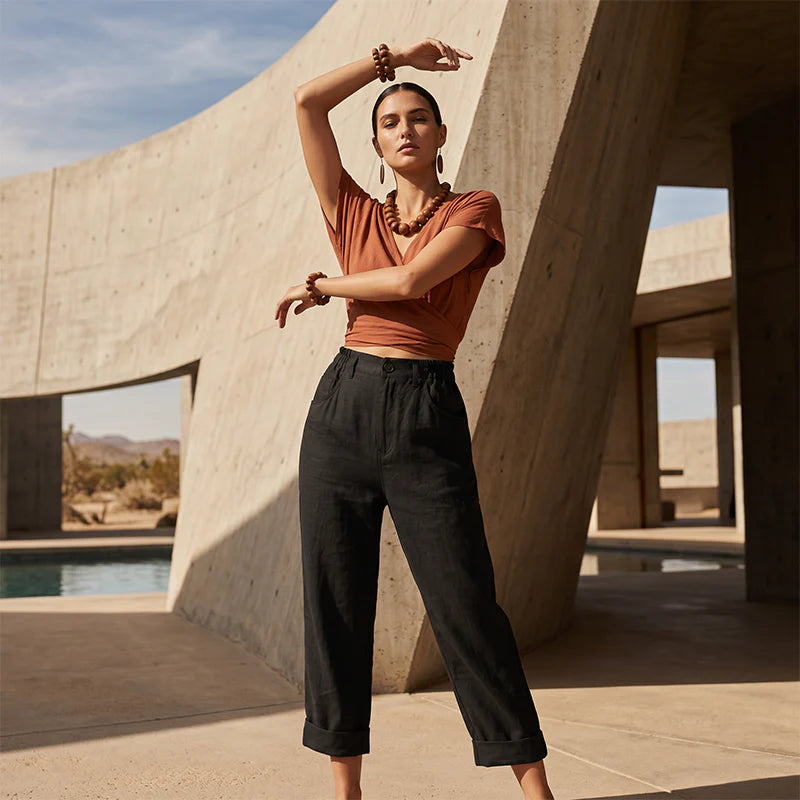 Women’s Relaxed High-Waist Cuffed Trousers