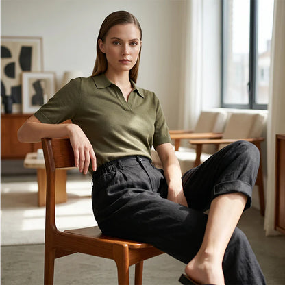 Women’s Relaxed High-Waist Cuffed Trousers