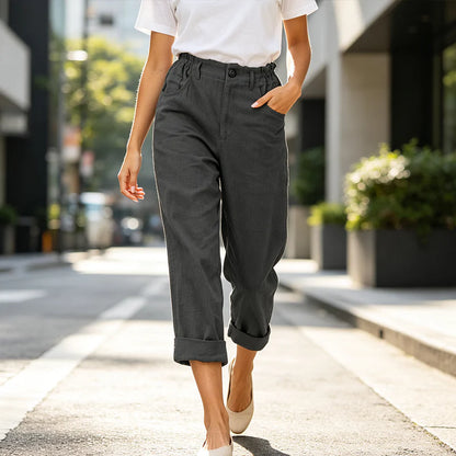 Women’s Relaxed High-Waist Cuffed Trousers