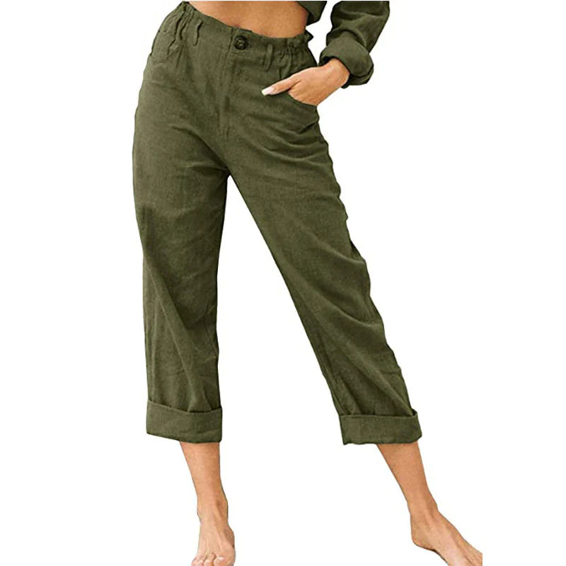 Women’s Relaxed High-Waist Cuffed Trousers