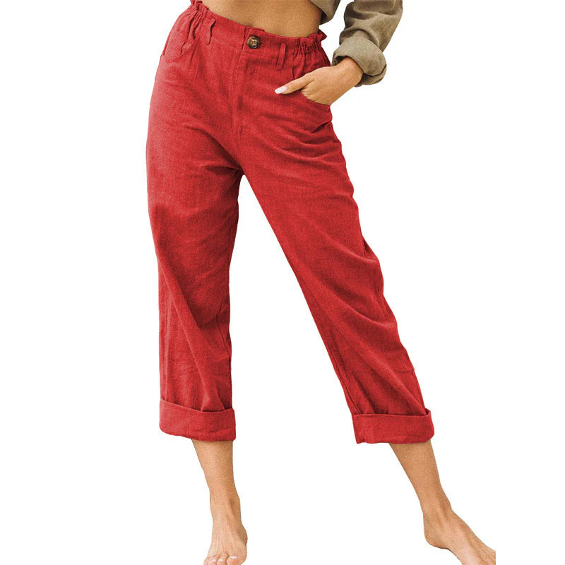 Women’s Relaxed High-Waist Cuffed Trousers