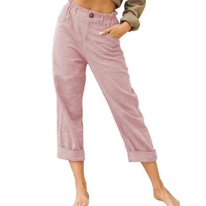 Women’s Relaxed High-Waist Cuffed Trousers