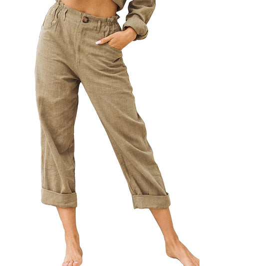 Women’s Relaxed High-Waist Cuffed Trousers