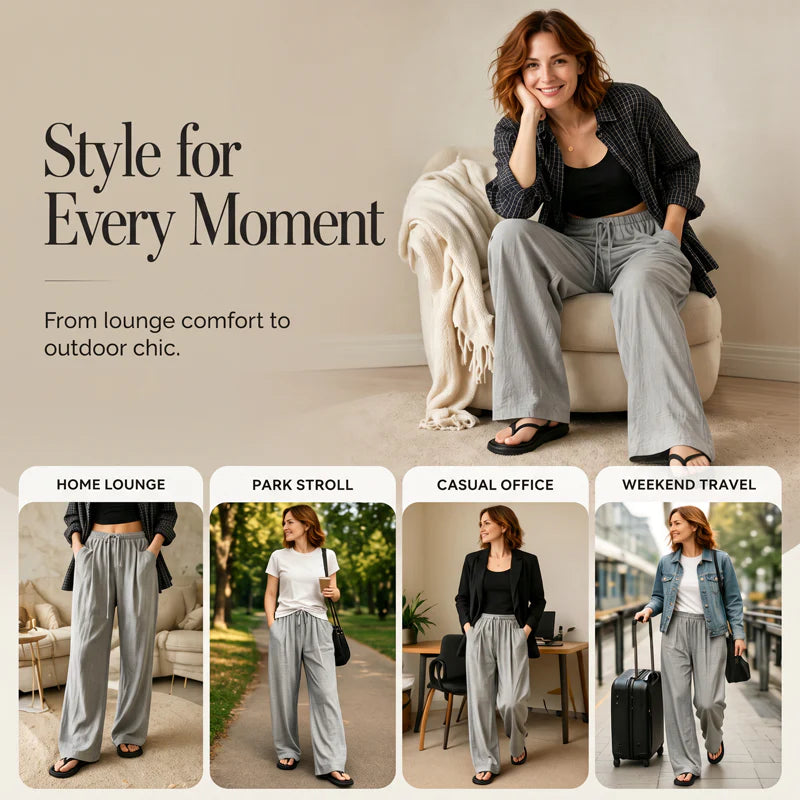 Women’s High-Waist Wide-Leg Drawstring Trousers