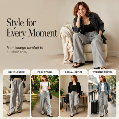 Women’s High-Waist Wide-Leg Drawstring Trousers