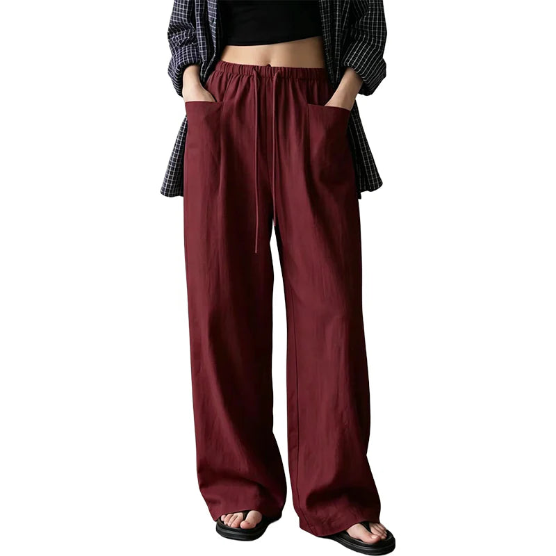 Women’s High-Waist Wide-Leg Drawstring Trousers