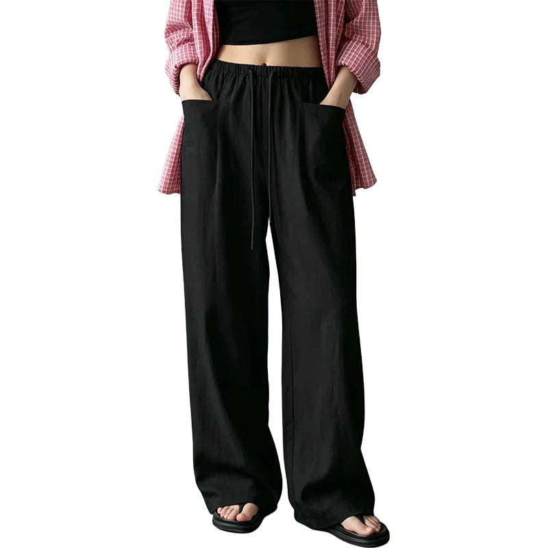 Women’s High-Waist Wide-Leg Drawstring Trousers