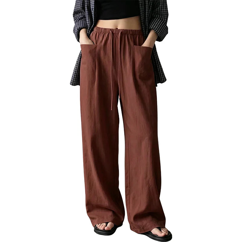 Women’s High-Waist Wide-Leg Drawstring Trousers