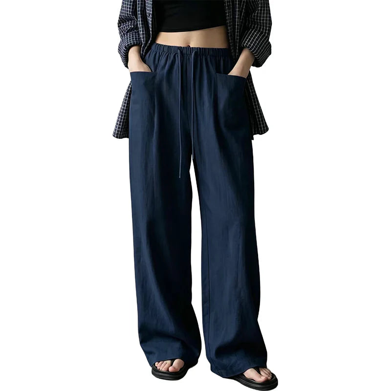 Women’s High-Waist Wide-Leg Drawstring Trousers
