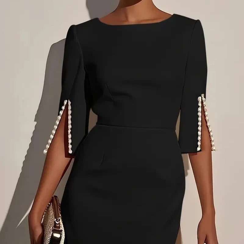 Women’s Beaded Split-Sleeve Pencil Dress