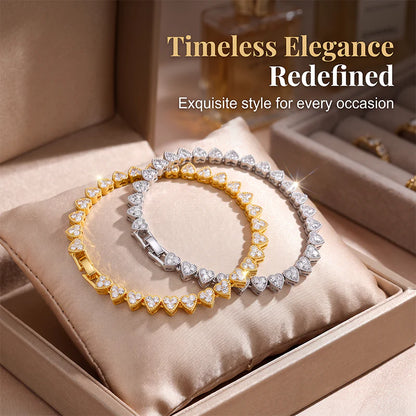 Women’s Sparkling Heart-Link Bracelet Set