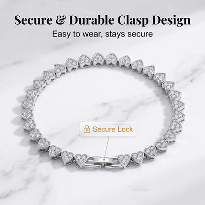 Women’s Sparkling Heart-Link Bracelet Set