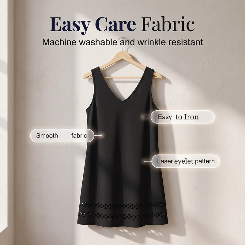 Women’s Sleeveless V-Neck Eyelet Hem Dress