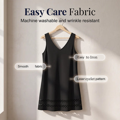 Women’s Sleeveless V-Neck Eyelet Hem Dress