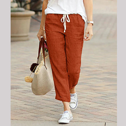 Women’s Linen-Blend Drawstring Ankle Trousers