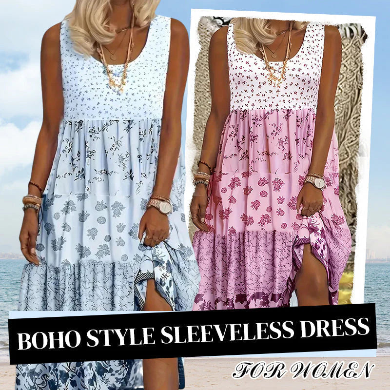 Women’s Tiered Print Sleeveless Maxi Dress